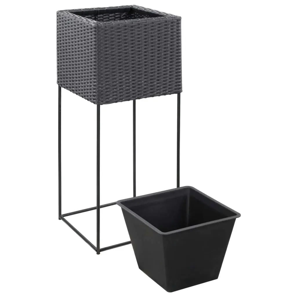 Garden Raised Beds 3 pcs Poly Rattan Black 46942