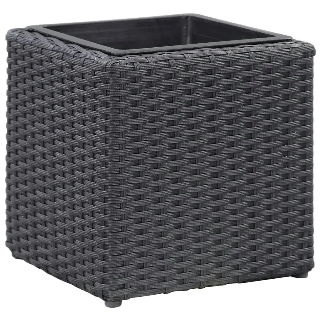 Garden Raised Beds 3 pcs Poly Rattan Black 46942