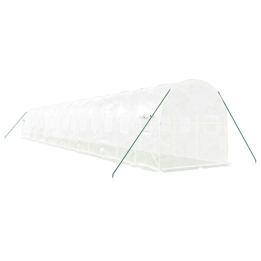 Greenhouse with Steel Frame White 32 mÂ² 16x2x2 m 3188034