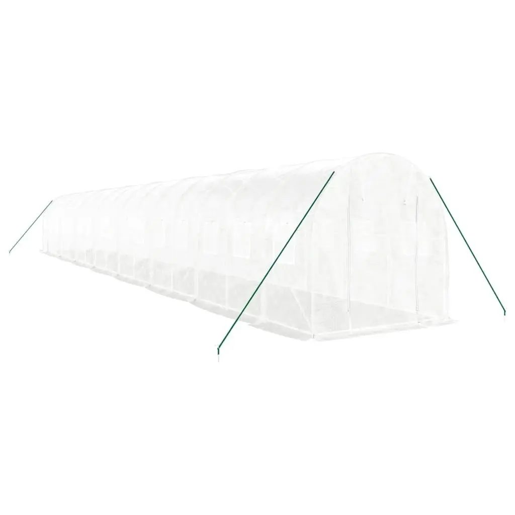 Greenhouse with Steel Frame White 32 mÂ² 16x2x2 m 3188034