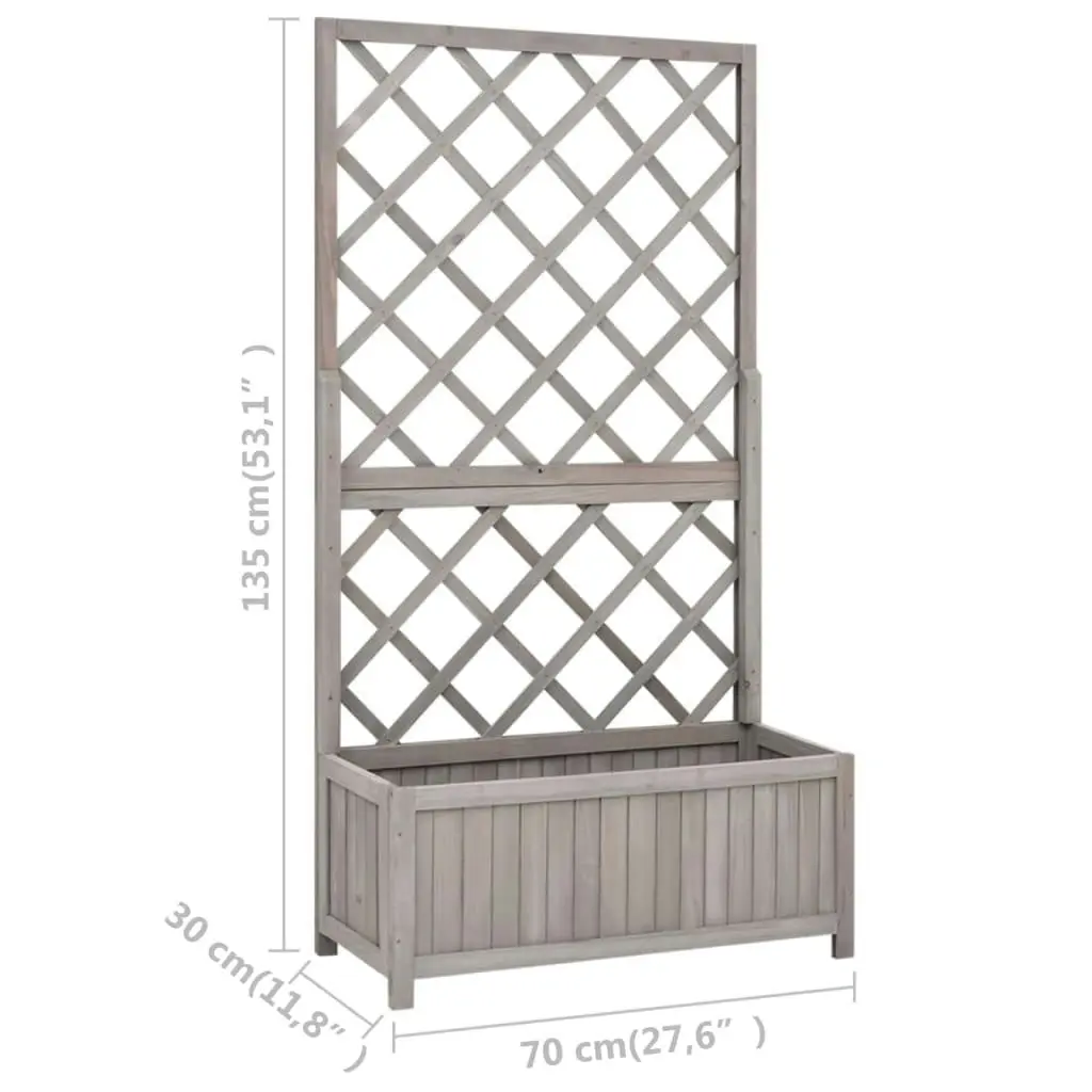 Garden Trellis Planter Grey 70x30x135 cm Solid Firwood 316490