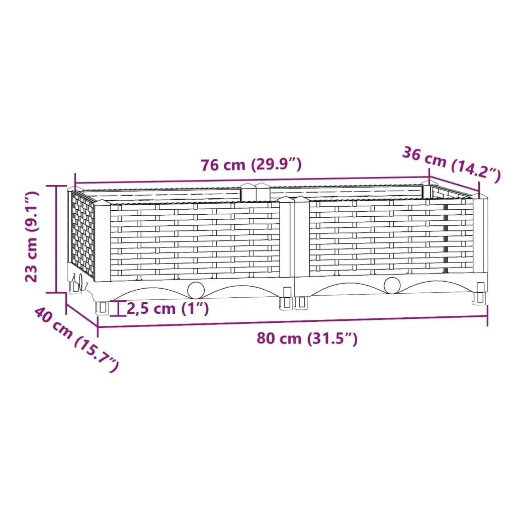 Raised Bed 80x40x23 cm Polypropylene 310398