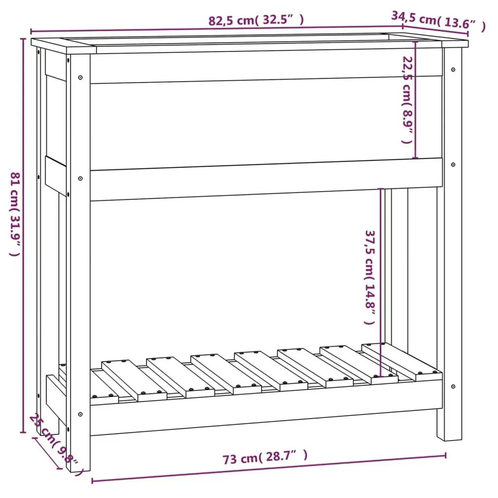 Planter with Shelf 82.5x34.5x81 cm Solid Wood Pine 823759