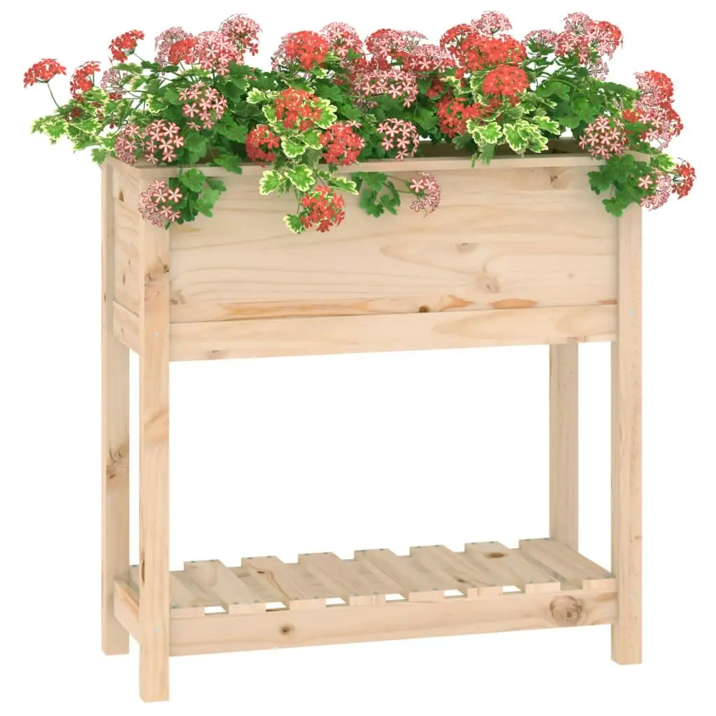 Planter with Shelf 82.5x34.5x81 cm Solid Wood Pine 823759