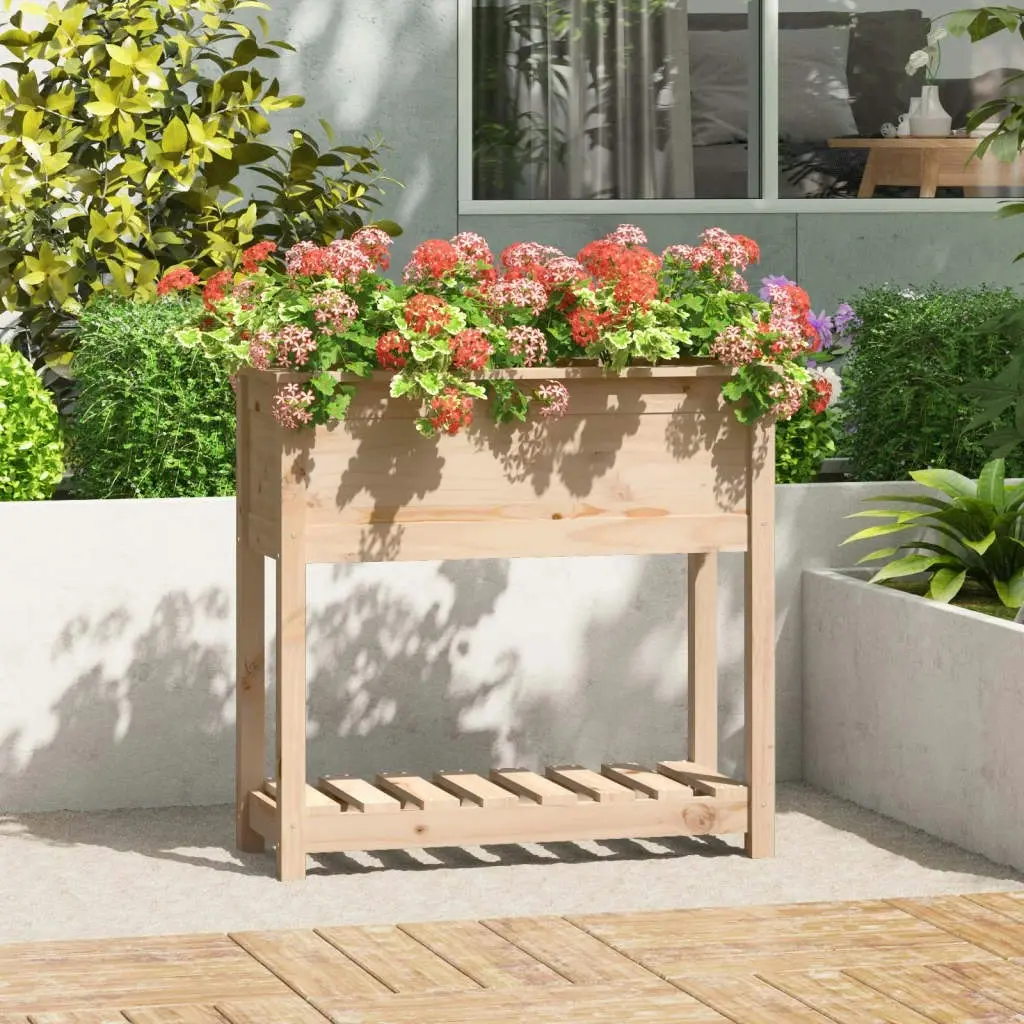 Planter with Shelf 82.5x34.5x81 cm Solid Wood Pine 823759