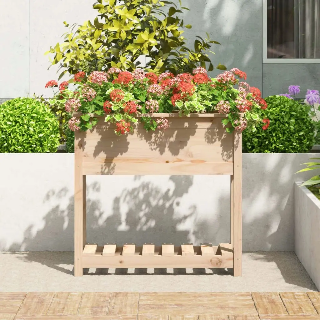 Planter with Shelf 82.5x34.5x81 cm Solid Wood Pine 823759