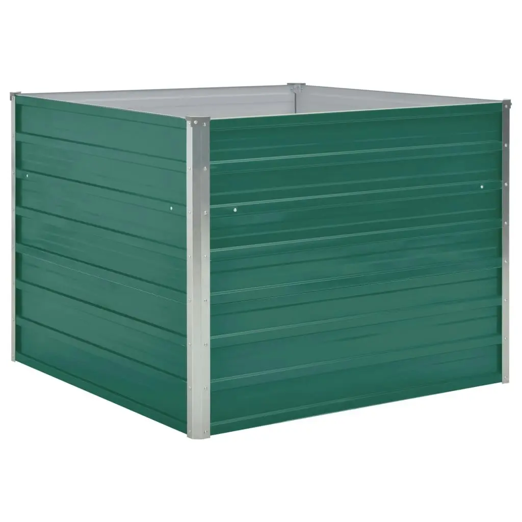 Raised Garden Bed 100x100x77 cm Galvanised Steel Green 47021