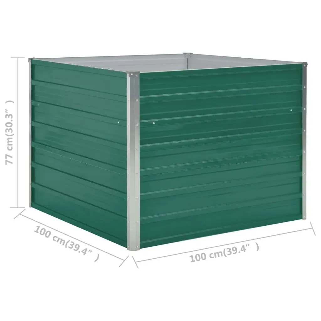 Raised Garden Bed 100x100x77 cm Galvanised Steel Green 47021