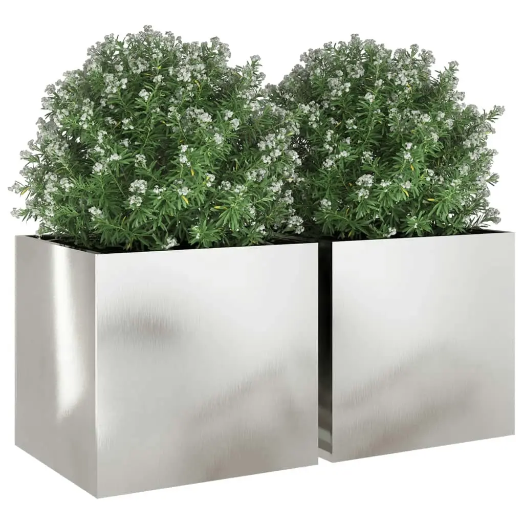 Planters 2 pcs Silver 49x47x46 cm Stainless Steel 841568