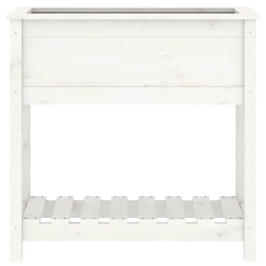 Planter with Shelf White 82.5x34.5x81 cm Solid Wood Pine 823760