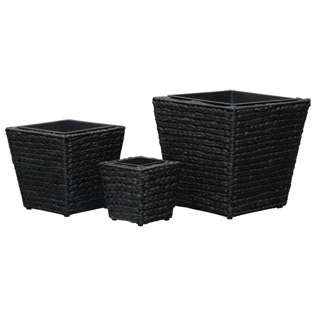 Raised Beds 3 pcs Water Hyacinth Black 45573