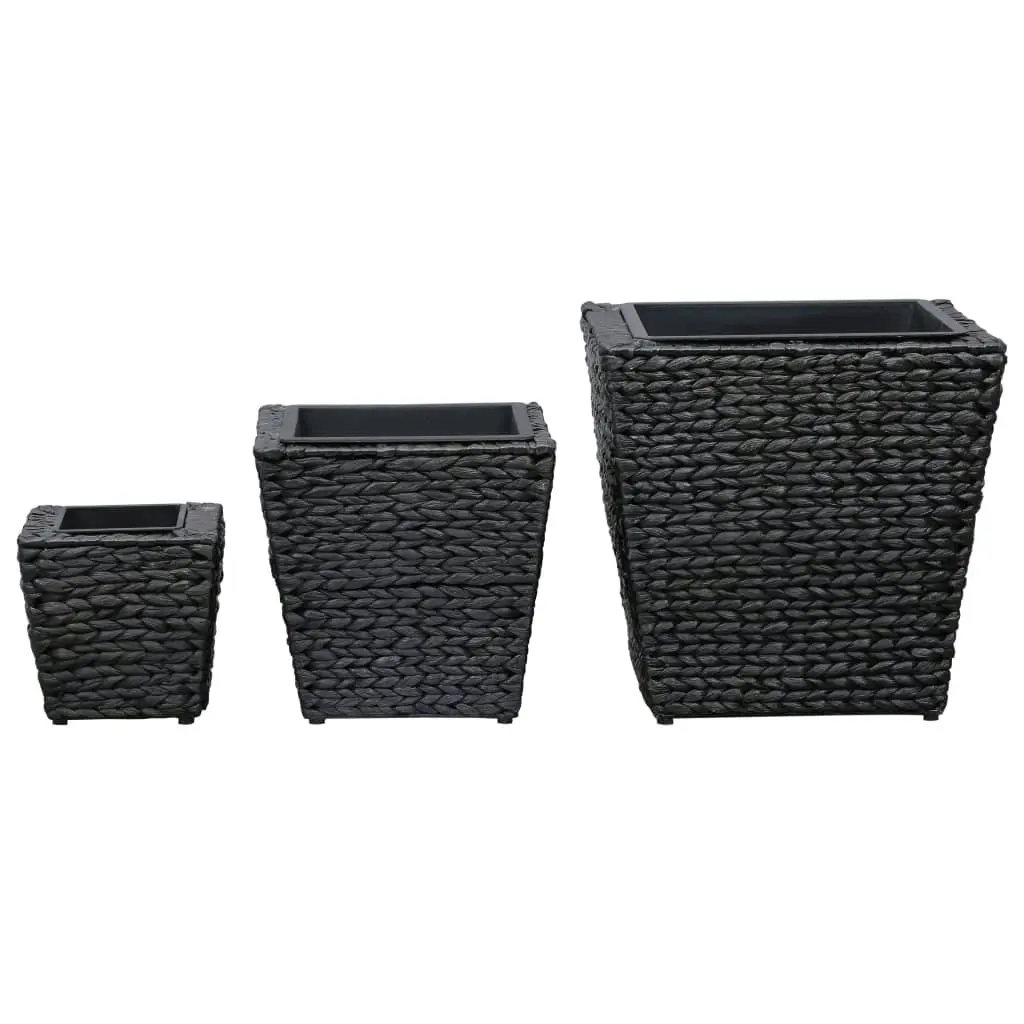 Raised Beds 3 pcs Water Hyacinth Black 45573