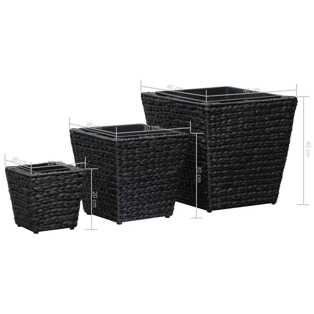 Raised Beds 3 pcs Water Hyacinth Black 45573