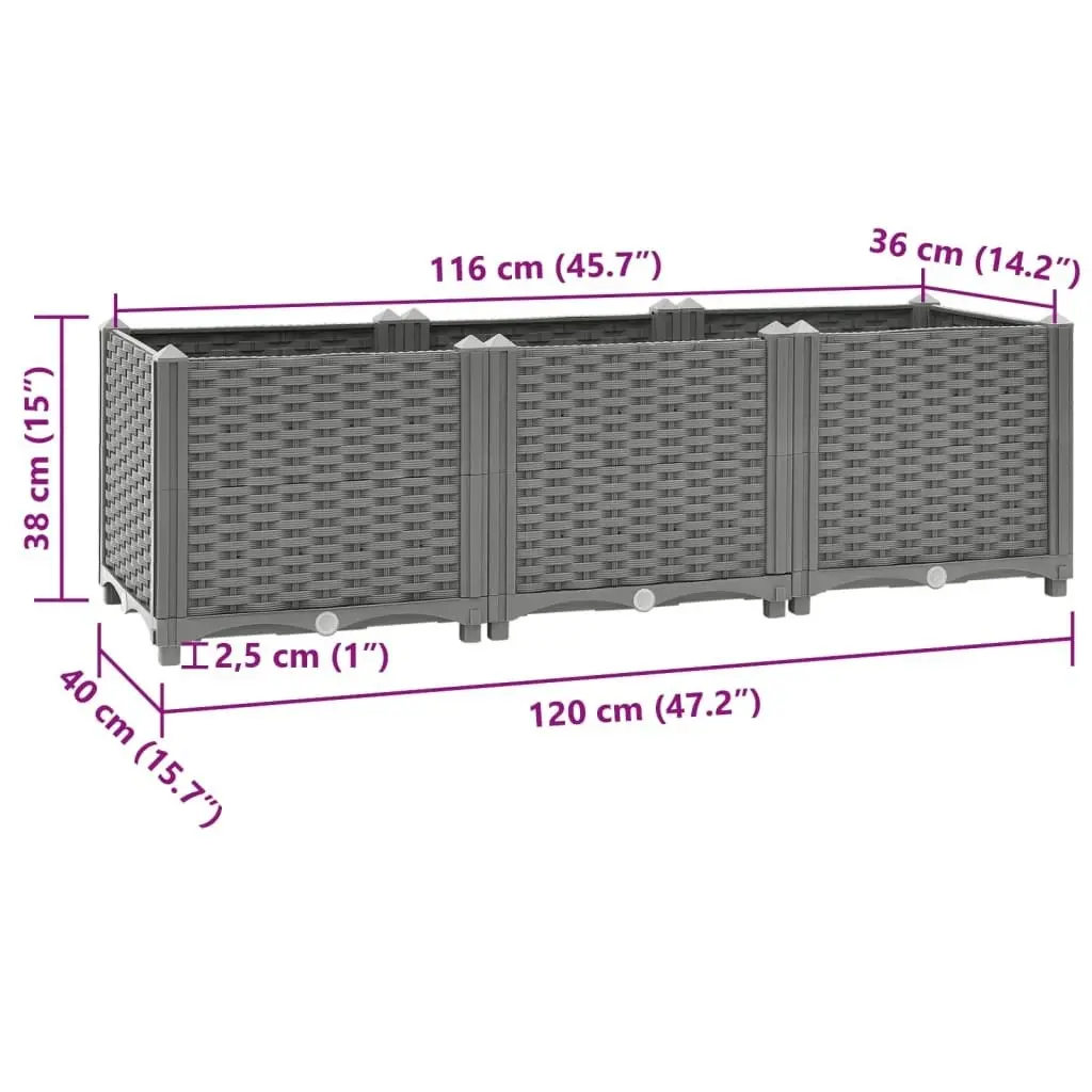 Raised Bed 120x40x38 cm Polypropylene 153295