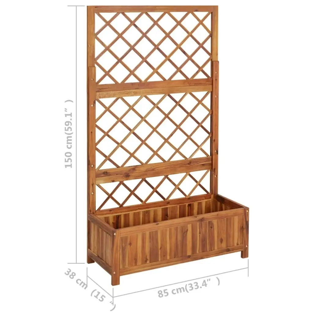 Raised Bed with Trellis 85x38x150 cm Solid Acacia Wood 316542