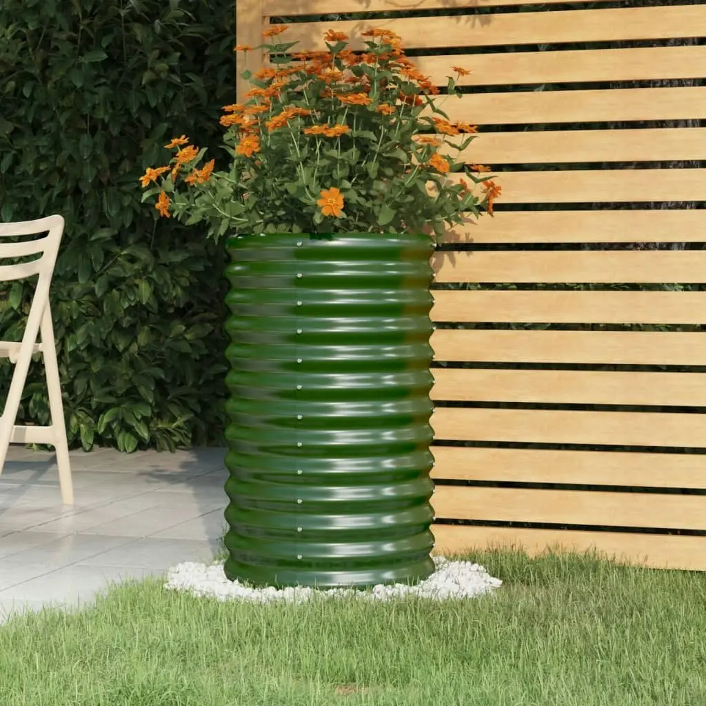 Garden Planter Powder-coated Steel 40x40x68 cm Green 318848