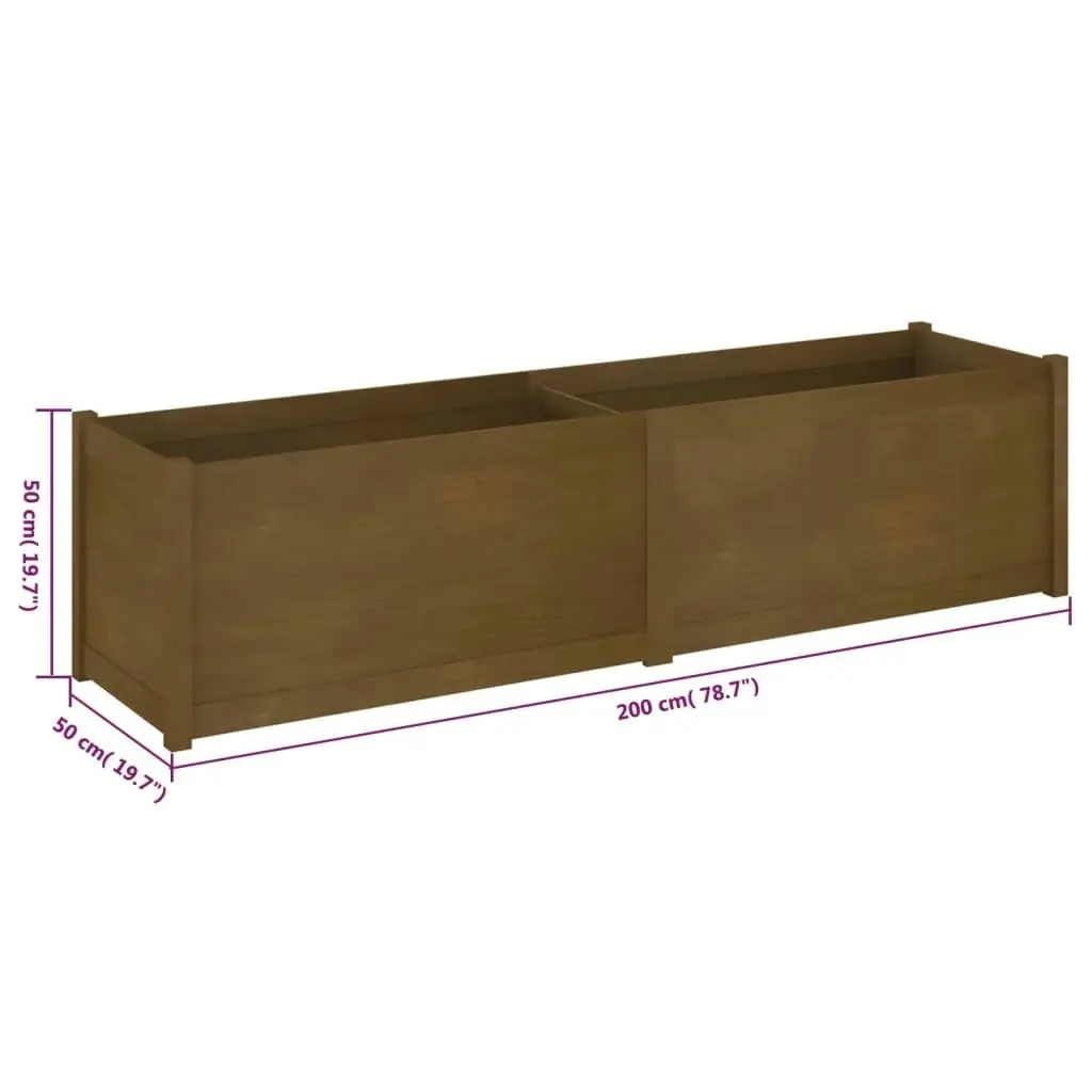 Garden Planter Honey Brown 200x50x50 cm Solid Wood Pine 810772