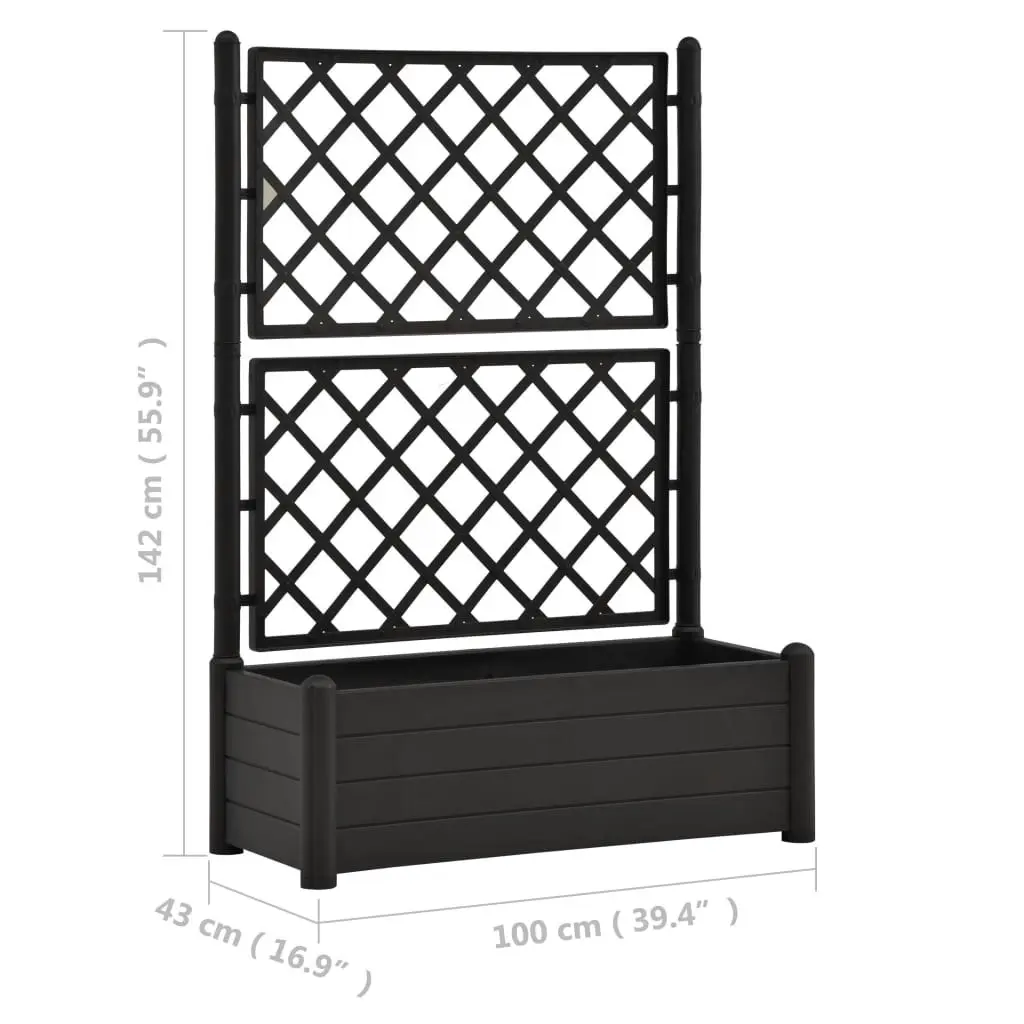 Garden Planter with Trellis 100x43x142 cm PP Anthracite 313985