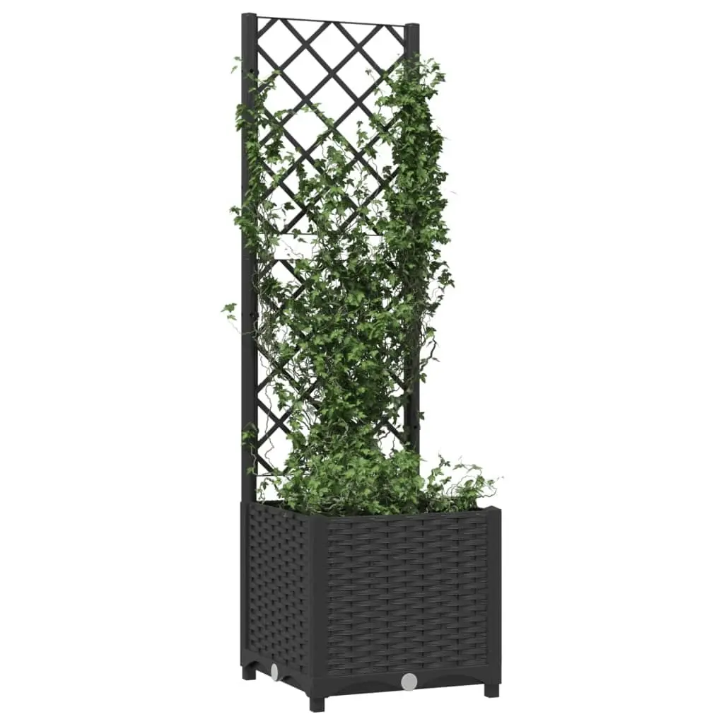 Garden Planter with Trellis Black 40x40x136 cm PP 318269