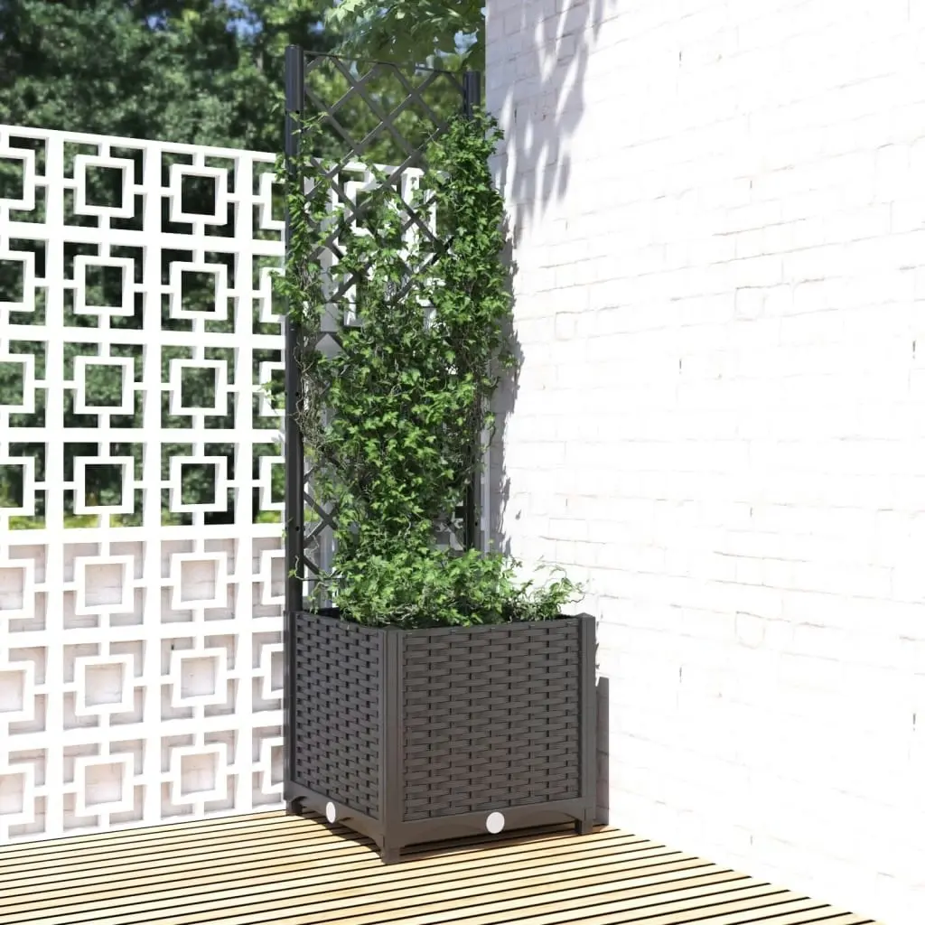 Garden Planter with Trellis Black 40x40x136 cm PP 318269