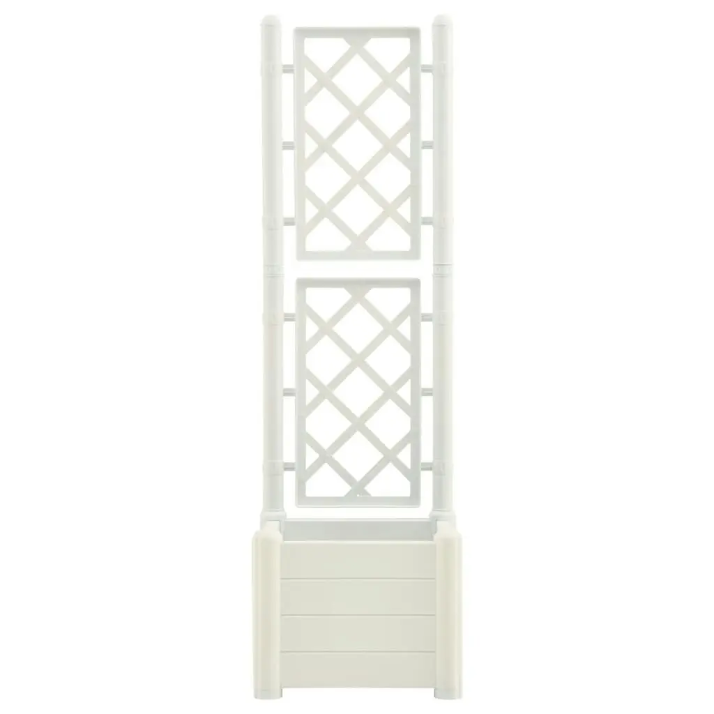 Garden Planter with Trellis 43x43x142 cm PP White 313979