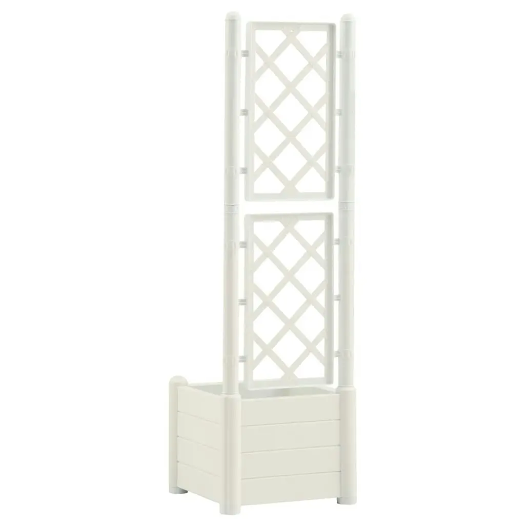 Garden Planter with Trellis 43x43x142 cm PP White 313979