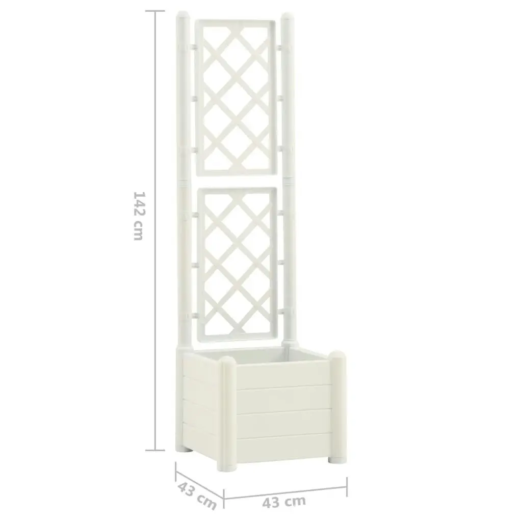 Garden Planter with Trellis 43x43x142 cm PP White 313979