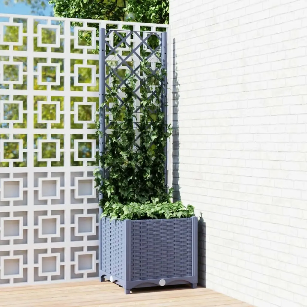 Garden Planter with Trellis Dark Grey 40x40x136 cm PP 318249