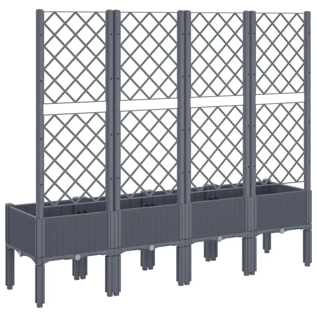 Garden Planter with Trellis Grey 160x40x142 cm PP 367931