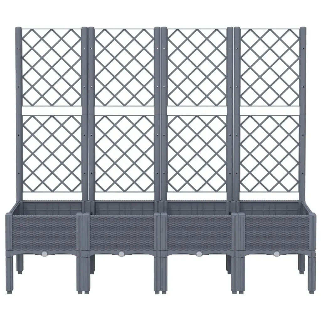 Garden Planter with Trellis Grey 160x40x142 cm PP 367931