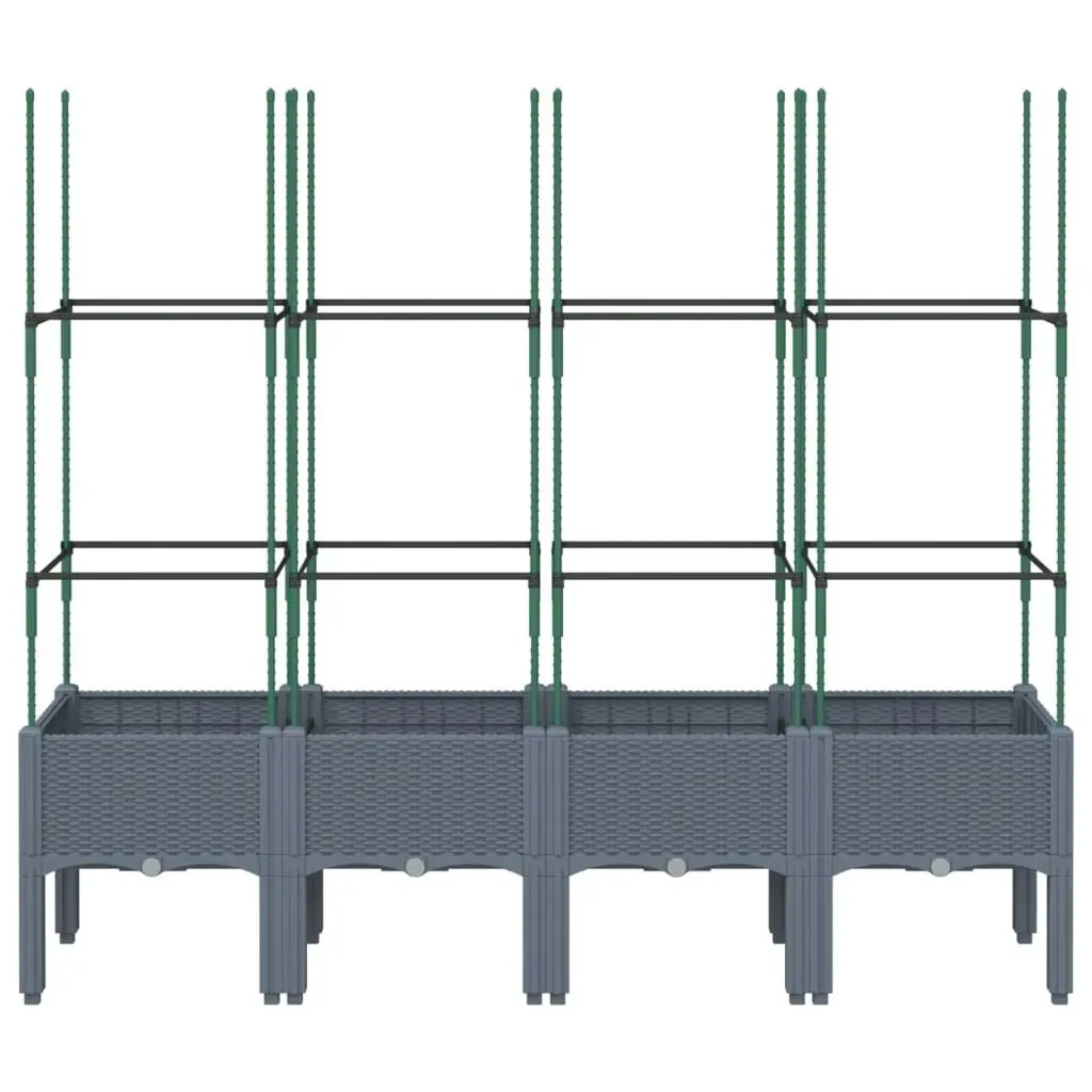 Garden Planter with Trellis Grey 160x40x142.5 cm PP 367961