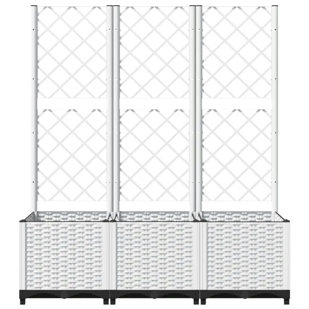 Garden Planter with Trellis White 120x40x136 cm PP 153284