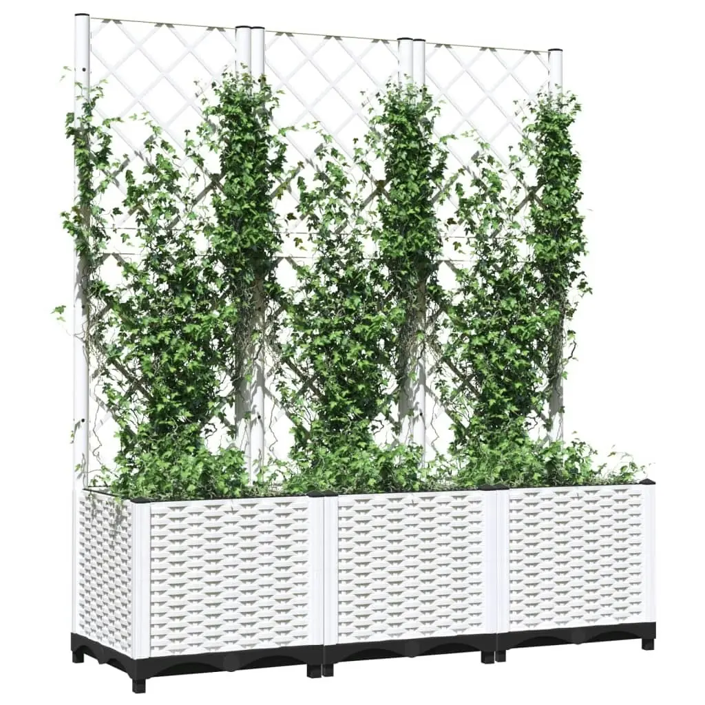 Garden Planter with Trellis White 120x40x136 cm PP 153284