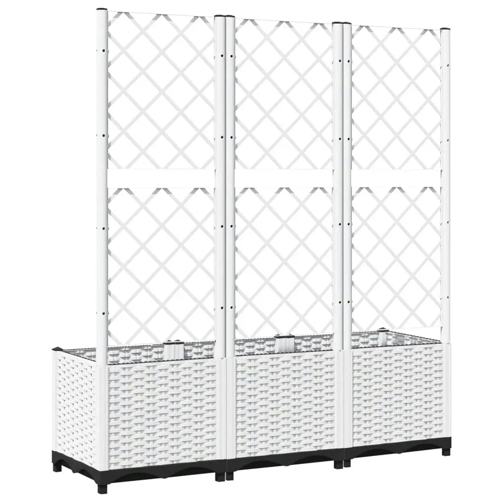 Garden Planter with Trellis White 120x40x136 cm PP 153284