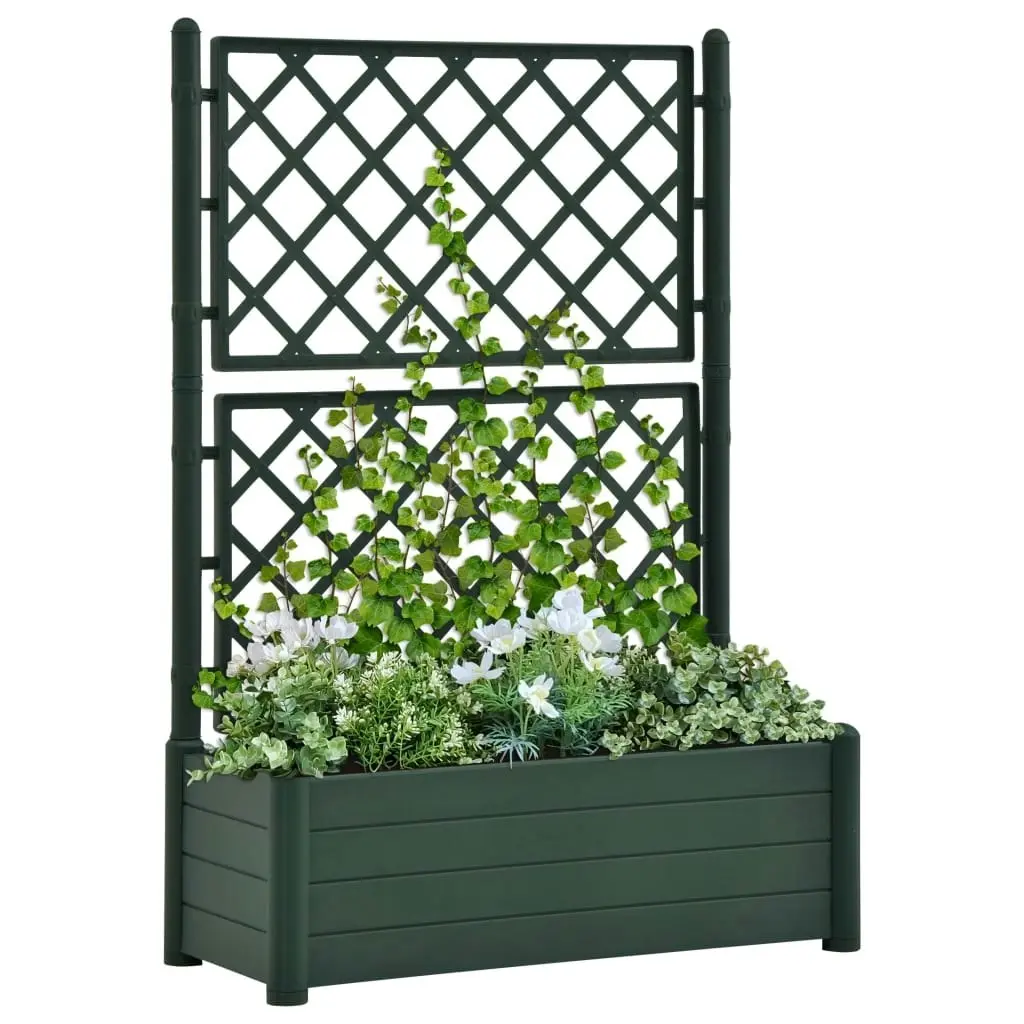 Garden Planter with Trellis 100x43x142 cm PP Green 313986