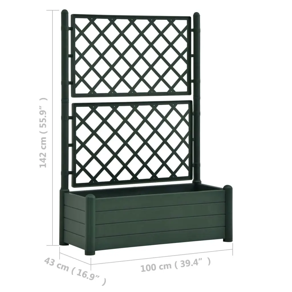 Garden Planter with Trellis 100x43x142 cm PP Green 313986