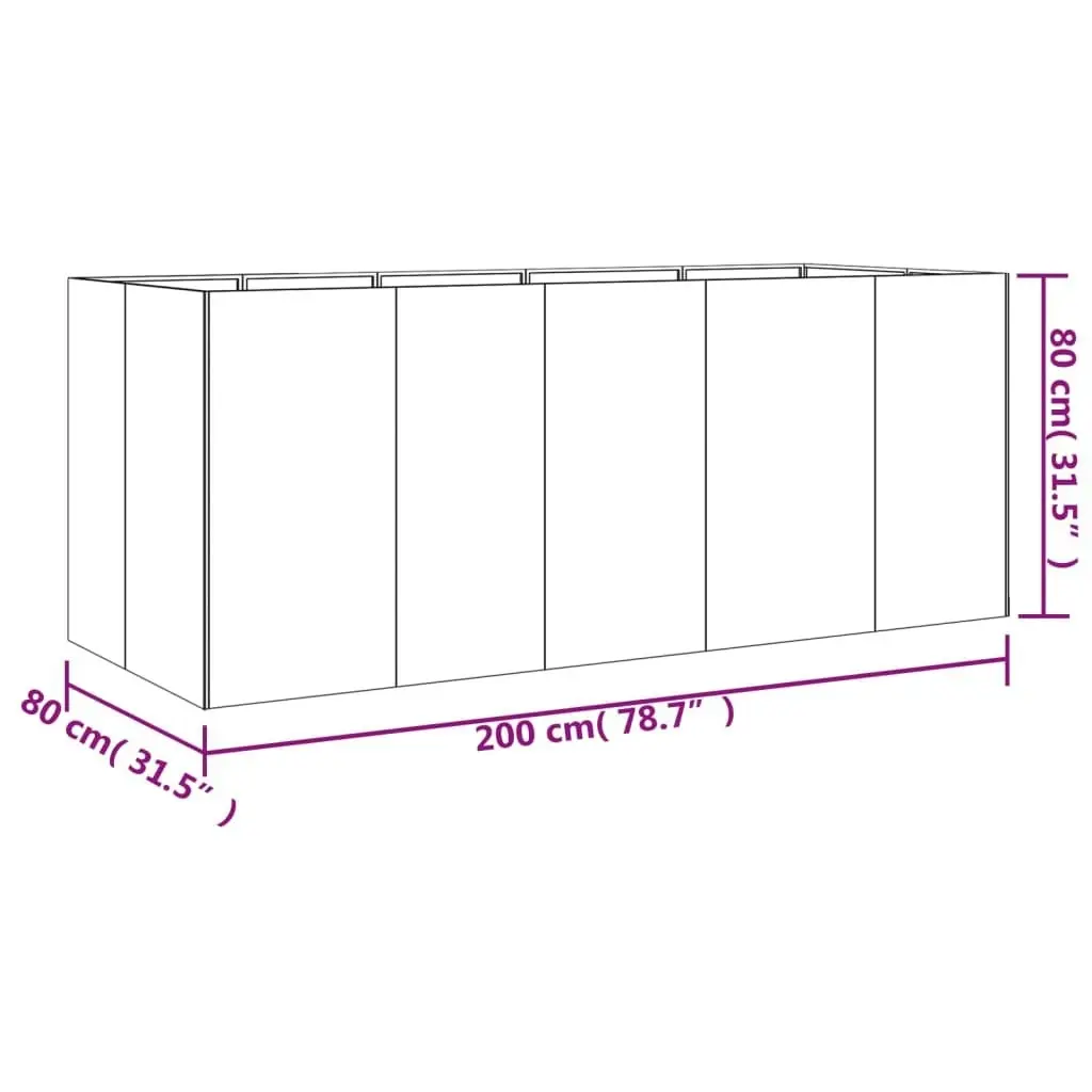 Garden Raised Bed 200x80x80 cm Corten Steel 824539