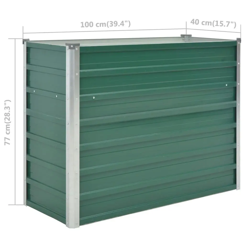 Garden Raised Bed Galvanised Steel 100x40x77 cm Green 44853