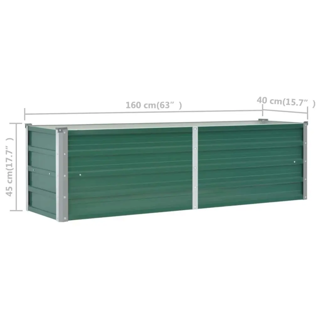 Garden Raised Bed Galvanised Steel 160x40x45 cm Green 44851