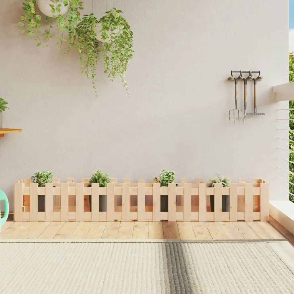 Garden Raised Bed with Fence Design 200x30x30 cm Solid Wood Pine 832502