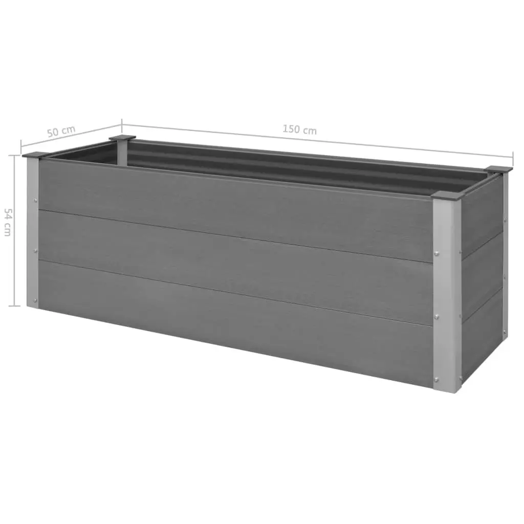 Garden Raised Bed WPC 150x50x54 cm Grey 43607