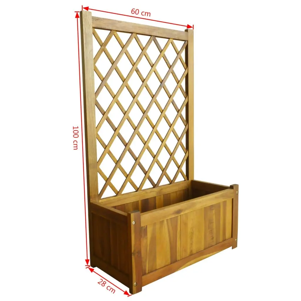 Garden Raised Bed with Trellis Solid Acacia Wood 43796