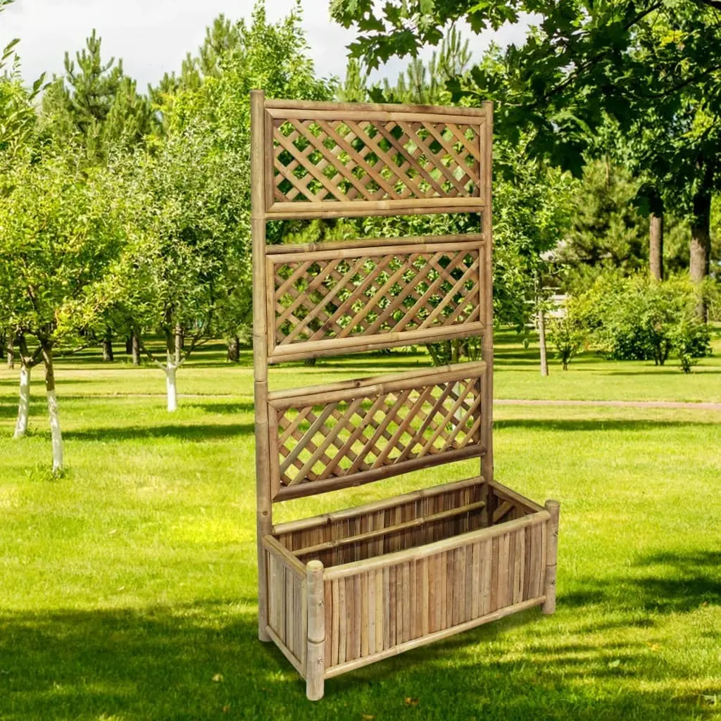 Garden Raised Bed with Trellis Bamboo 70 cm 43714