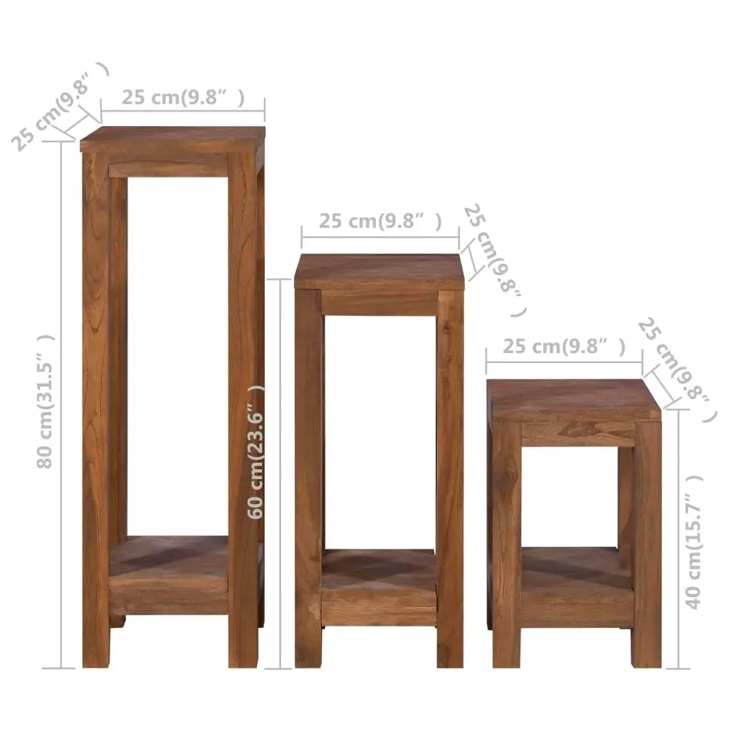 Plant Stands 3 pcs Solid Teak Wood 289077