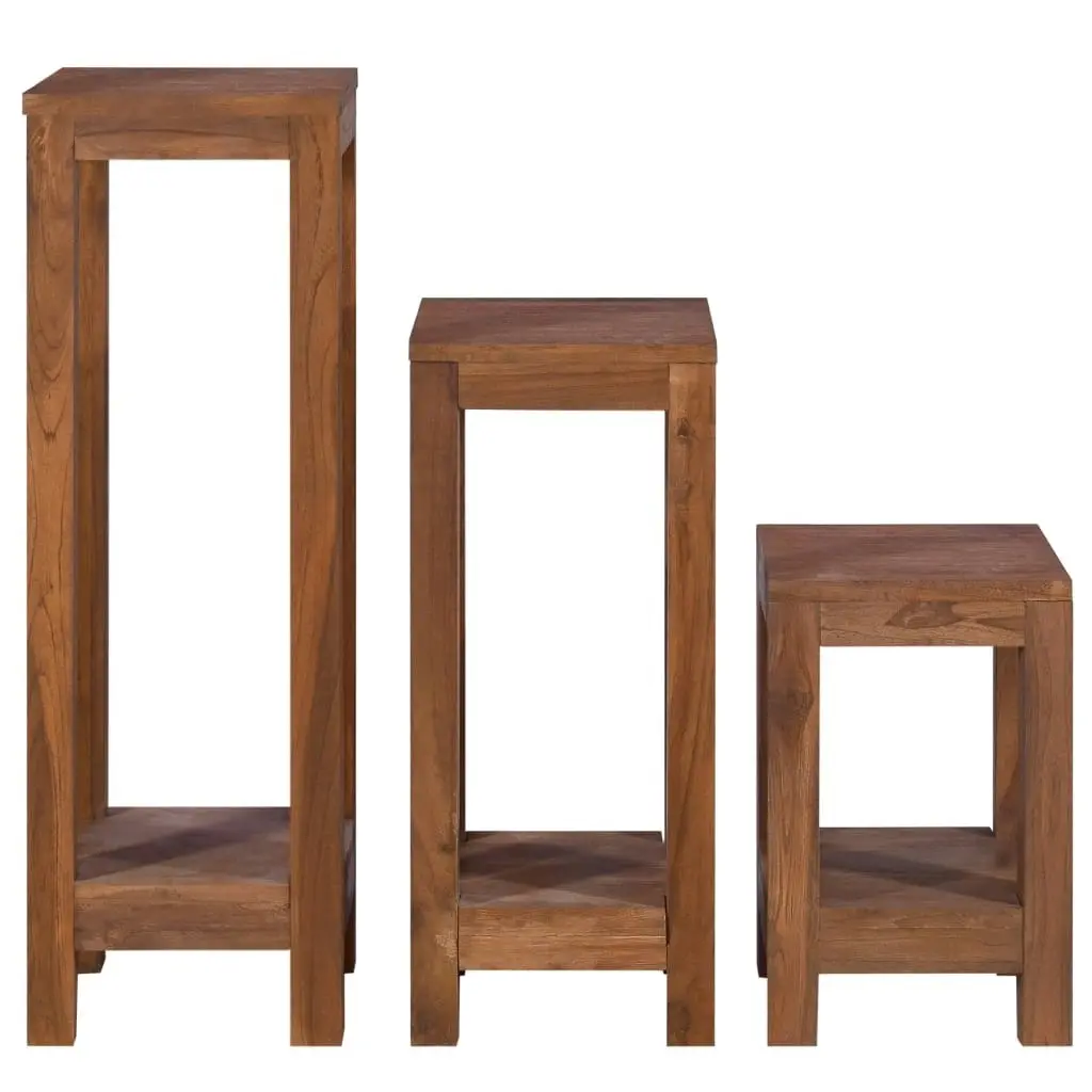 Plant Stands 3 pcs Solid Teak Wood 289077