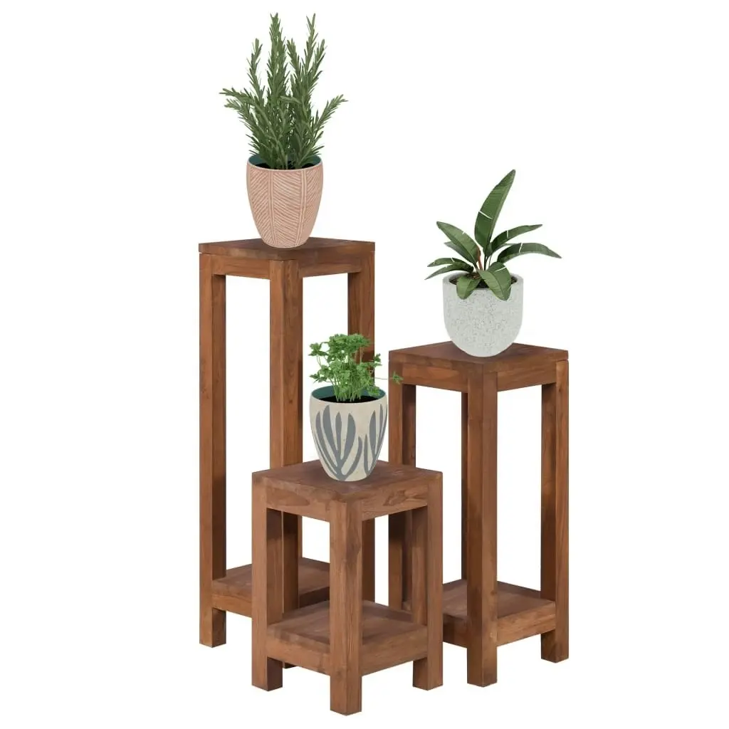 Plant Stands 3 pcs Solid Teak Wood 289077