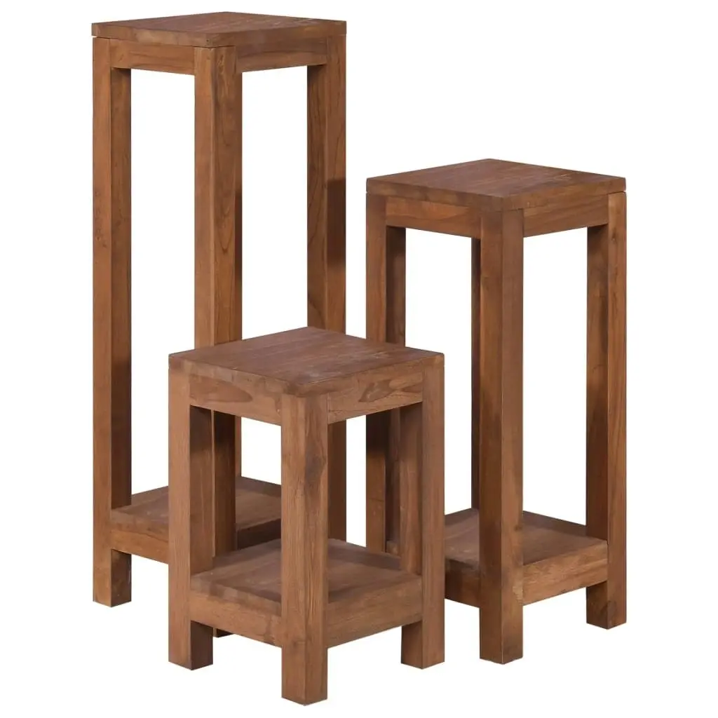 Plant Stands 3 pcs Solid Teak Wood 289077