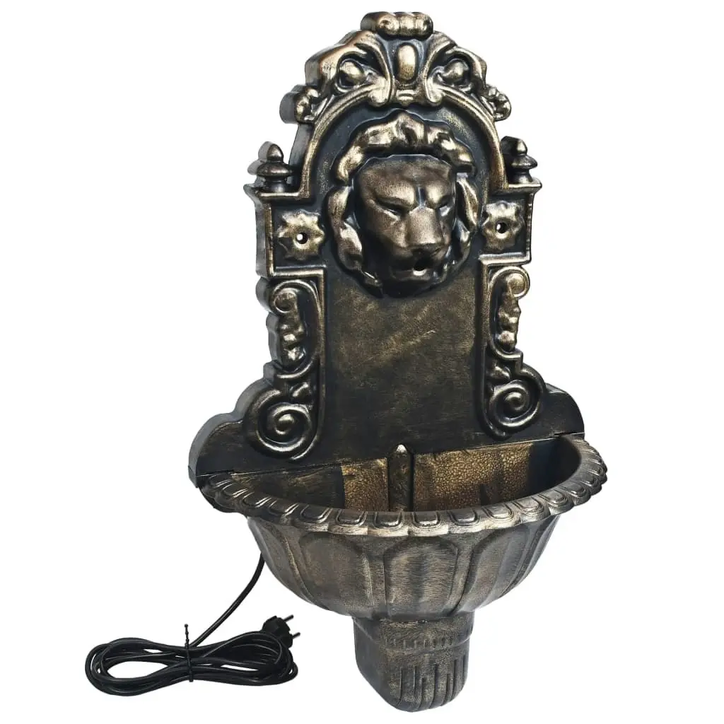 Wall Fountain Lion Head Design Bronze 48222