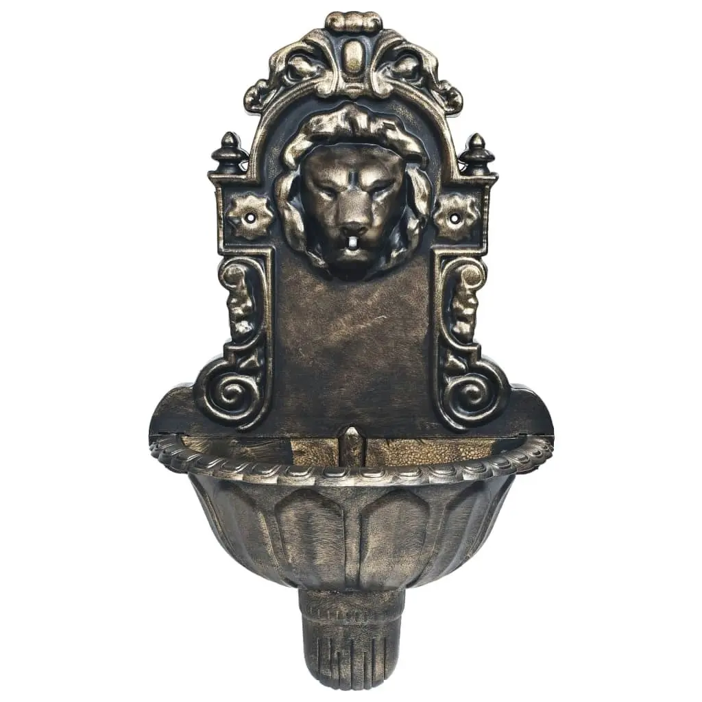 Wall Fountain Lion Head Design Bronze 48222