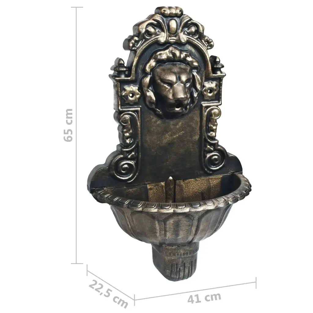 Wall Fountain Lion Head Design Bronze 48222